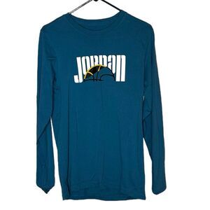 Air Jordan DNA Long Sleeve T-Shirt Jumpman Blue Men's Small 100 cotton